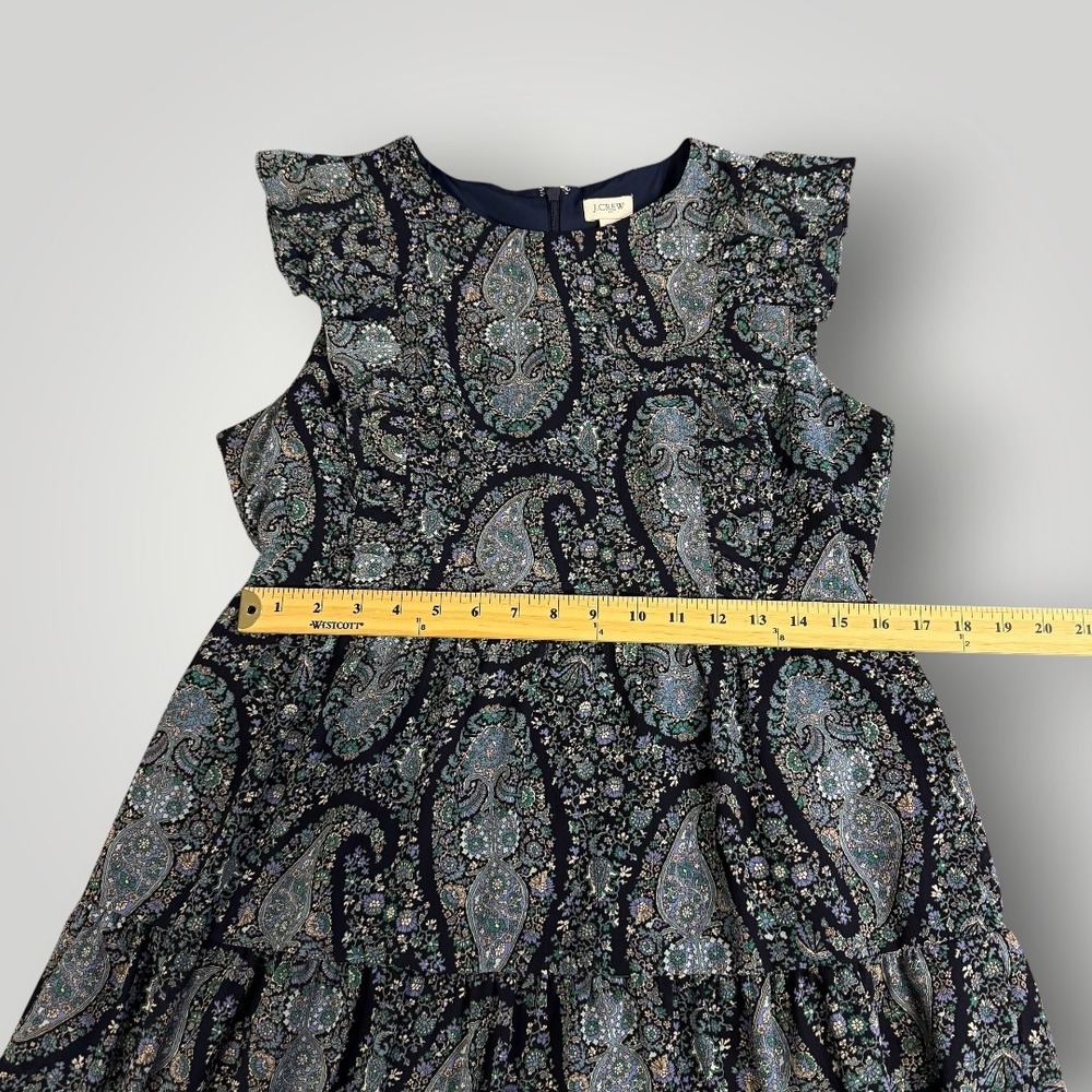 J.Crew Womens Blue Paisley Tiered Ruffle Midi Dress B0664 Size 12P Petite - Picture 8 of 12